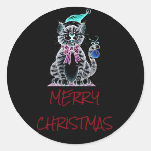 STICKER TO SAY **MERRY CHRISTMAS** WITH KITTEN