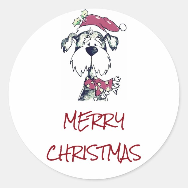 STICKER TO SAY **MERRY CHRISTMAS** WITH PUPPY (Front)