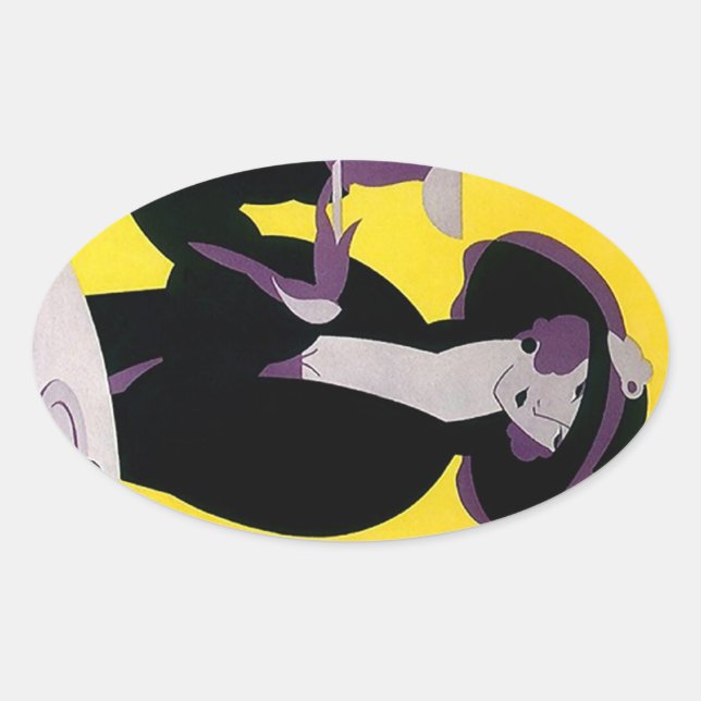 Sticker Vintage Afternoon Tea Art Deco Sharp Lady (Front)