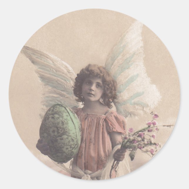 Sticker Vintage Antique Easter Angel Gifting Craft (Front)
