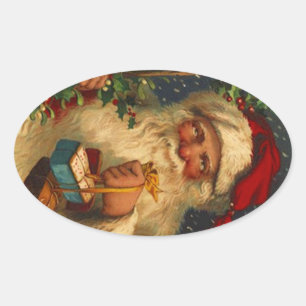 Sticker Vintage Forest Christmas Santa Woodland