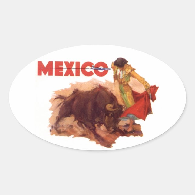 Sticker Vintage Mexico Travel Sticker Bullfighting (Front)