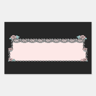 Sticker Vintage Pink Wedding Cake Roses Lace Black