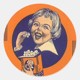 Sticker Vintage Popcorn Advertising Retro Girl Hap