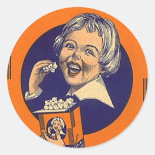 Sticker Vintage Popcorn Advertising Retro Girl Hap