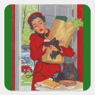 STICKER Vintage Retro Suburban Housewife Squares