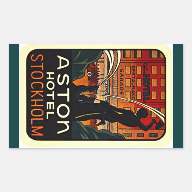 Sticker Vintage Travel Hotel Stockholm Sweden (Front)
