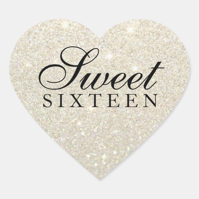 Sticker - White Gold Glitter Fab Sweet 16 (Front)