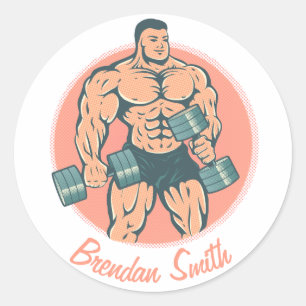 Sticker wiith bodybuilder and your name