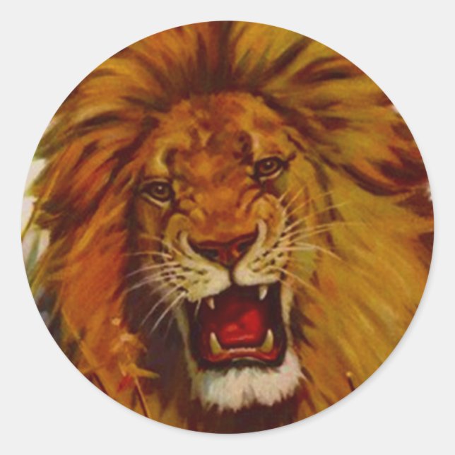 Sticker Wildlife Lion Growls Snarls Roaring Mascot (Front)