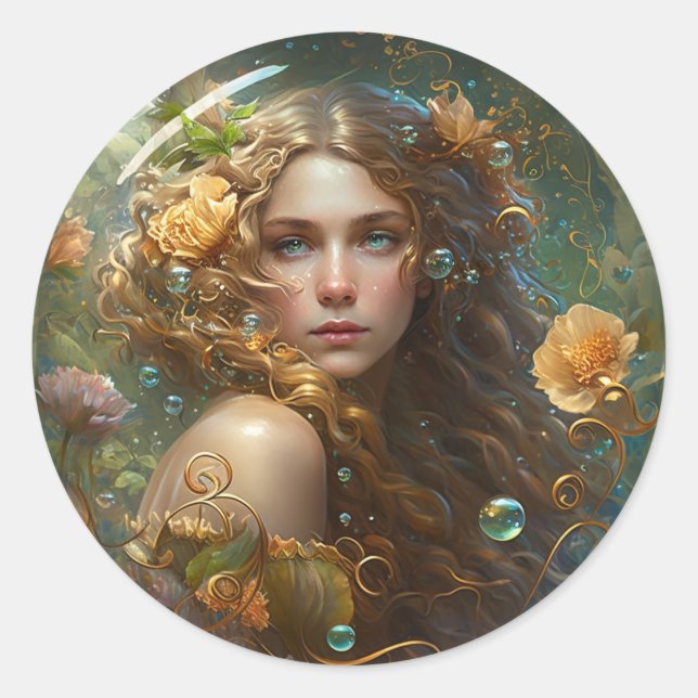 Sticker with a fantasy mermaid design  (Front)