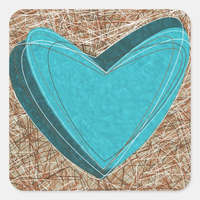 Sticker with a lovely turquoise heart (Front)