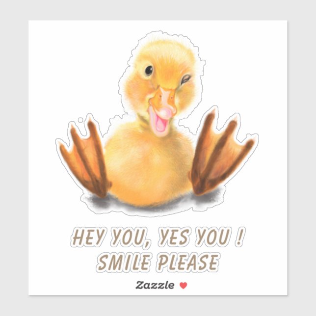 Sticker with Catchy Text and Duckling (Sheet)