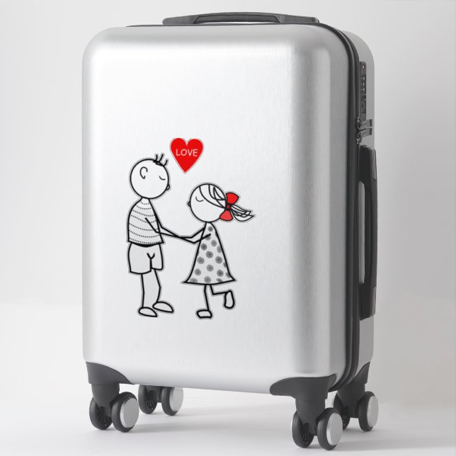 Sticker with Couple Love Text - Customisable (Suitcase)