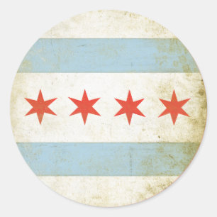 Sticker with Distressed Chicago Flag Print
