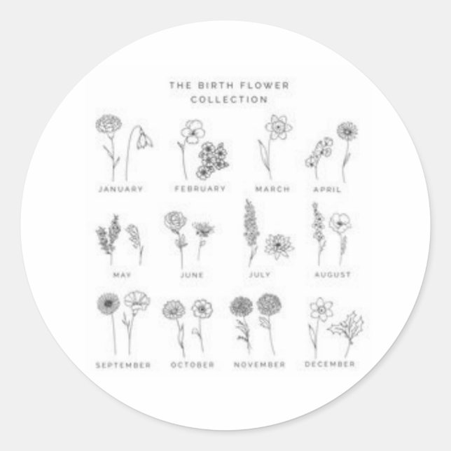 sticker with each month's flower (Front)