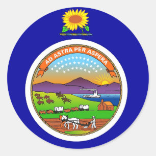 Sticker with Flag of Kansas