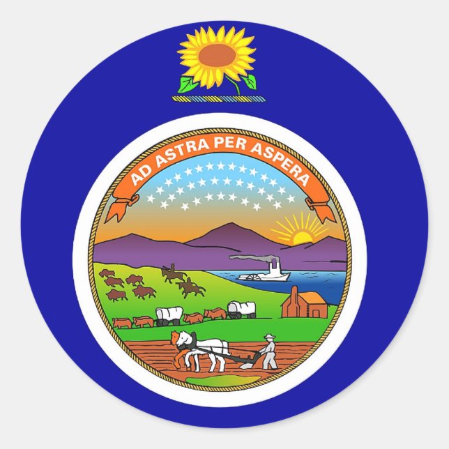 Sticker with Flag of Kansas (Front)