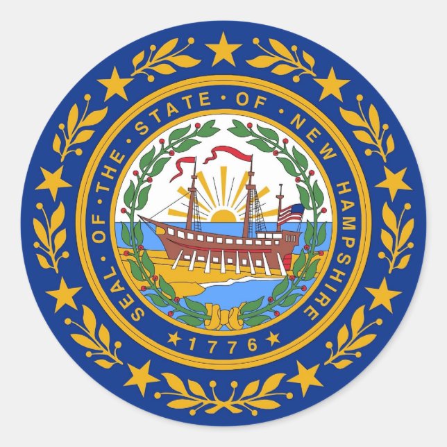 Sticker with Flag of  New Hampshire (Front)