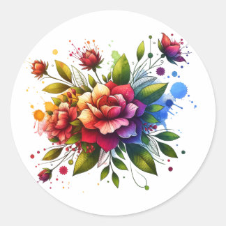 Sticker with Flower and Book Design"