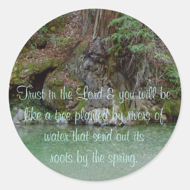 Sticker with photo of tree by a river (Front)