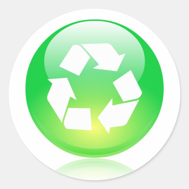 Sticker with recycle icon design. (Front)