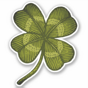 Sticker with vintage lucky clover