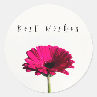 Sticker with Whimsical Best Wishes Flower Design