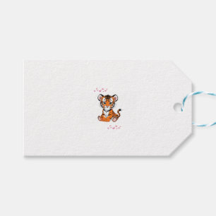 Sticker🐯Baby Tiger Art with Pink Butterflies - Gift Tags
