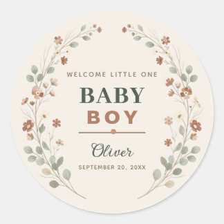Stickers Baby Shower Boho Floral Rustic Country
