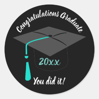 Stickers Black Round Graduation Hat And Year