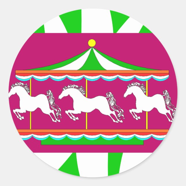 STICKERS Colourful Carousel Merry-Go-round Horses (Front)