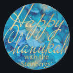 Stickers Colourfully Gold Happy Chanukah Round<br><div class="desc">"Colourfully, Gold, Happy Chanukah" Stickers Round. Have fun using these stickers as cake toppers, gift tags, favour bag closures, or whatever rocks your festivities! Design element, "Happy Chanukah" can be moved, resized and deleted. Personalise by deleting text, "with the Steinbergs" and adding your own words, using your favourite font style,...</div>