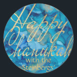 Stickers Colourfully Gold Happy Chanukah Round<br><div class="desc">"Colourfully, Gold, Happy Chanukah" Stickers Round. Have fun using these stickers as cake toppers, gift tags, favour bag closures, or whatever rocks your festivities! Design element, "Happy Chanukah" can be moved, resized and deleted. Personalise by deleting text, "with the Steinbergs" and adding your own words, using your favourite font style,...</div>
