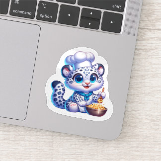 Stickers Cute Kawaii Snow Leopard French Cook