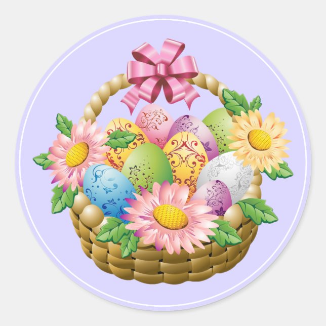 Stickers-Easter Basket Classic Round Sticker (Front)