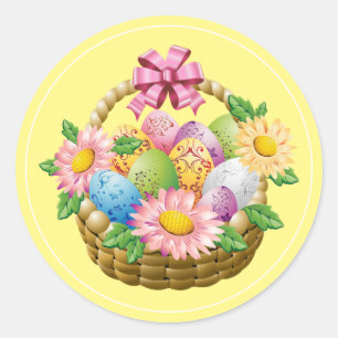 Stickers-Easter Basket Classic Round Sticker