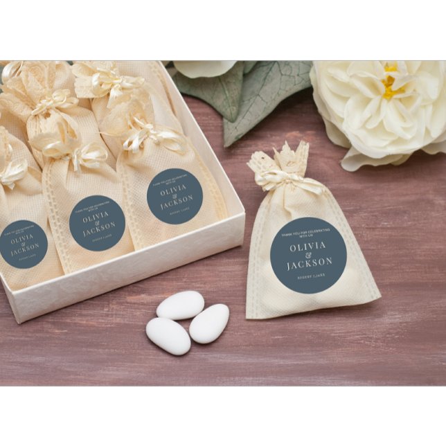 Stickers For Wedding Candy Cookies Bag Dark Blue (Modern wedding couple cookies sticker)