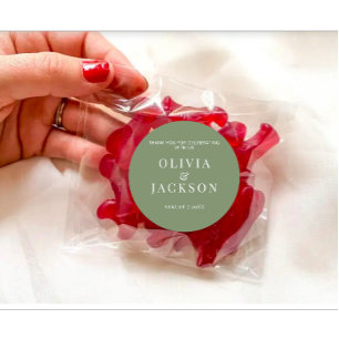 Stickers For Wedding Candy Cookies Bag Dark Green