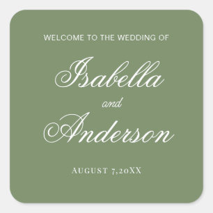 Stickers For Wedding Candy Cookies Bag Olive Green
