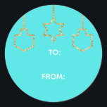 Stickers "Glittered Star & Dreidel" Happy Chanukah<br><div class="desc">Hanukkah/Holiday stickers, personalise. Happy Chanukah "Hanging Glittered Star and Dreidels." Choose from 1 1/2" and 3" stickers. Personalise by deleting and replacing text with your own message. Choose your favourite font size, style, and colour. Background colour can be changed by selecting a different colour from colour swatches. Thanks for stopping...</div>