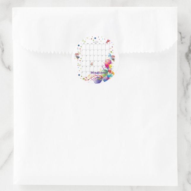 Stickers, Happy Birthday Calendar January 2022 Classic Round Sticker (Bag)