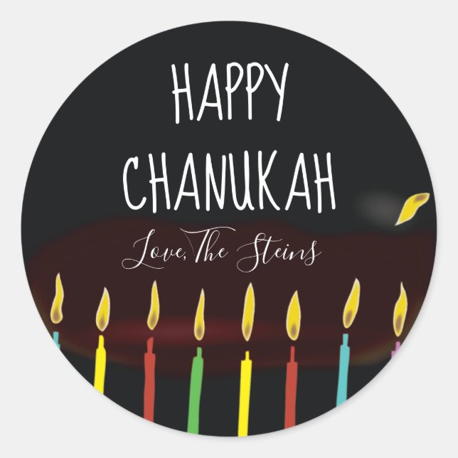 Stickers "Happy Chanukah" Menorah Candles (Front)
