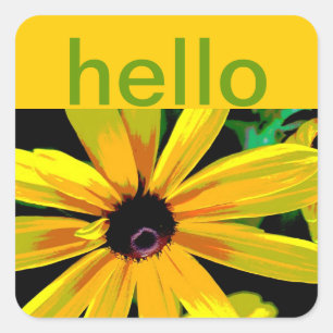 stickers hello with yellow daisy photo art