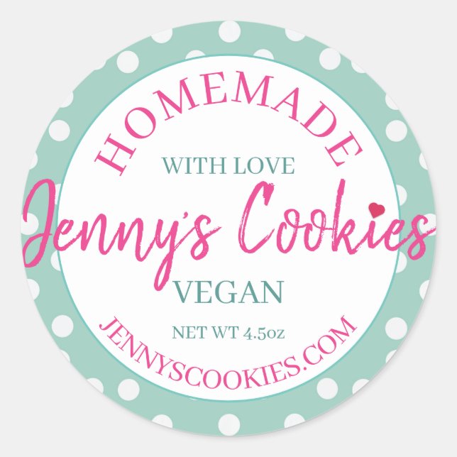 Stickers Homemade With Love Jennys Cookies Design2 (Front)