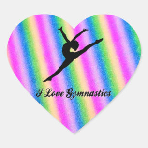 Stickers "I love Gymnastics" heart stickers.