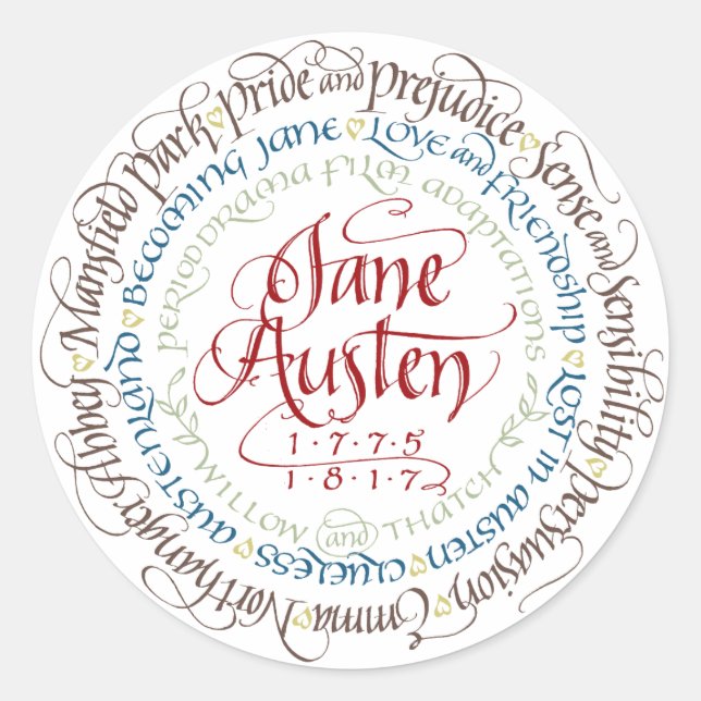 Stickers - Jane Austen Period Drama Adaptations (Front)