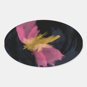 Stickers, Midnight Flight Watercolor Oval Sticker