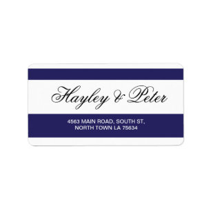 Stickers Navy White Elegant Stripe Address Labels