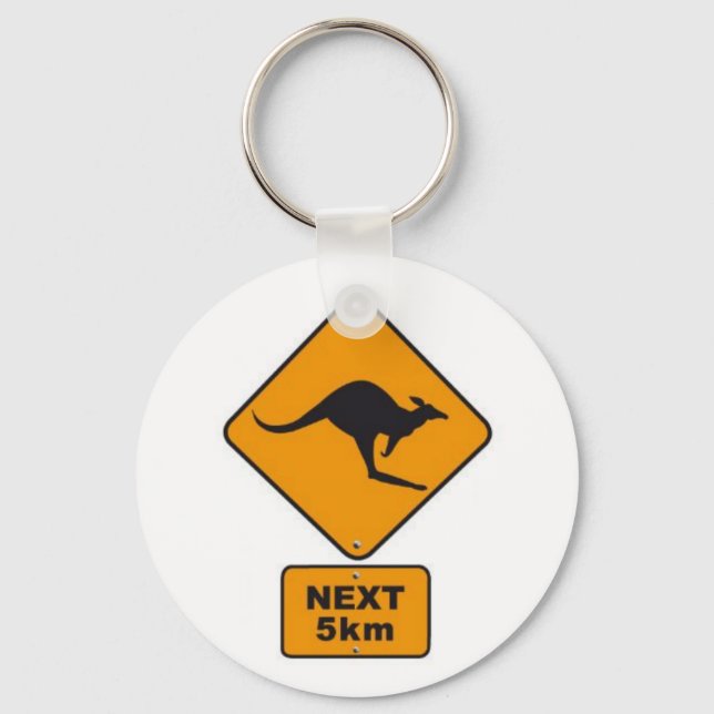 stickers_panneau_australie_kangourou_road_sign_024 key ring (Front)